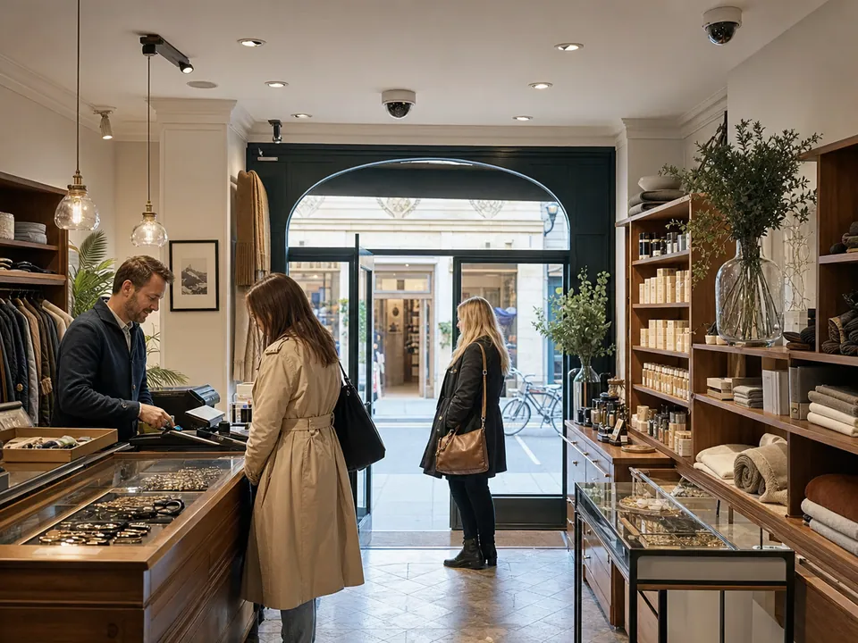 Eight-camera CCTV coverage in a premium Cambridge retail setting