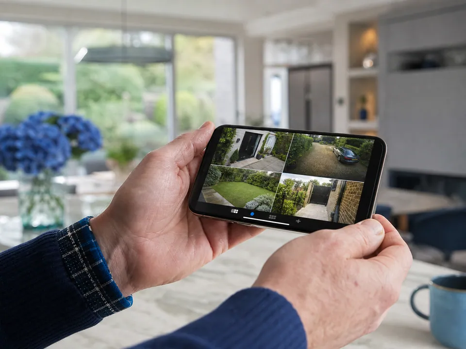 Secure mobile viewing of a Cambridge CCTV system on a smartphone