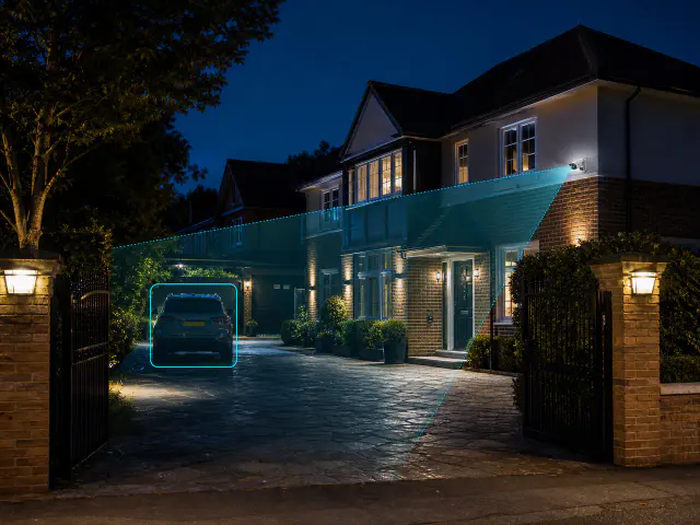 Colour night vision CCTV protecting a home after dark