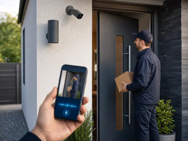 Home CCTV camera with optional two-way audio capability